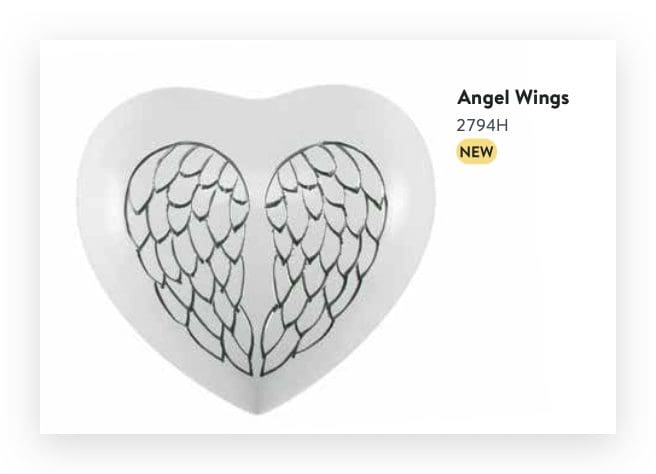 Arielle Heart Urn, Angel Wings