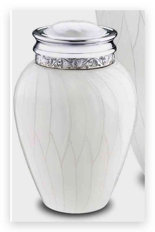 Blessing™ Standard Adult Urn Pearl White & Pol Silver