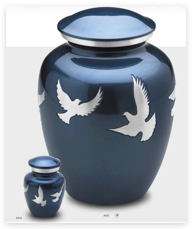 Divine™ Flying Doves Standard Adult Urn Blue & Bru Pewter