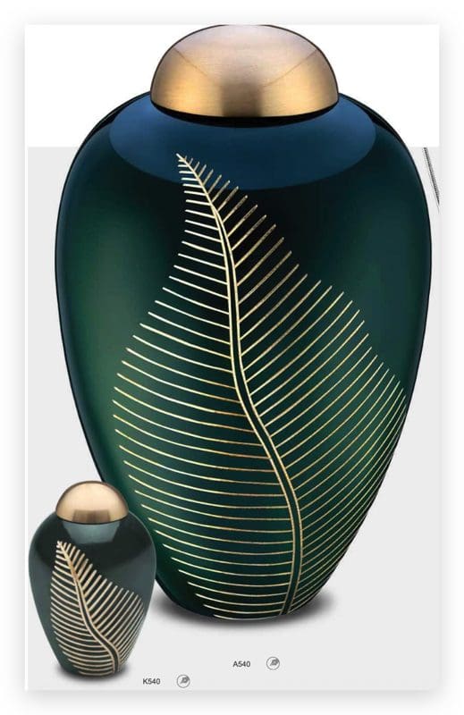 Elegant Leaf™ Standard Adult Urn Green & Bru Gold