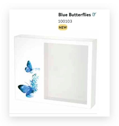 Shadowbox Remembrance Keepsake, Blue Butterflies